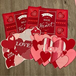 Valentine’s Day Red White & Pink Table Placemats Set of 4 - Hearts & Love